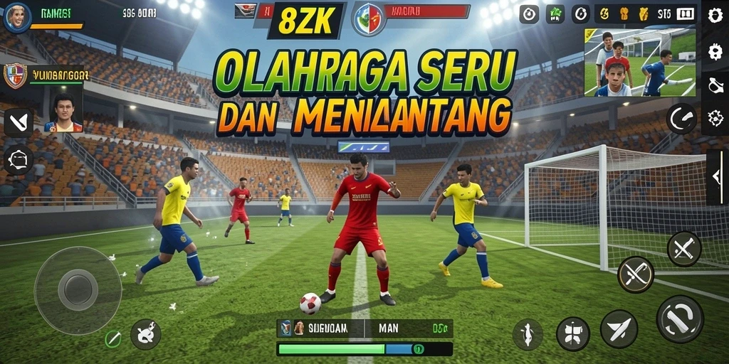 Tangkapan layar gameplay <strong>8ZK</strong> menampilkan momen seru dalam pertandingan olahraga.