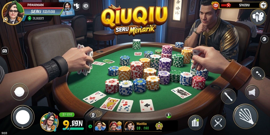 Screenshot gameplay seru dari 9N9N yang menampilkan aksi QiuQiu.
