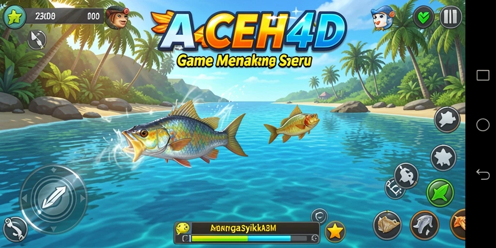 Tampilan gameplay ACEH4D yang seru dan menantang saat memancing.