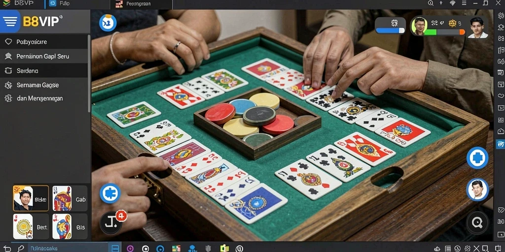 Tampilan utama B8VIP dengan gameplay gaple yang seru.