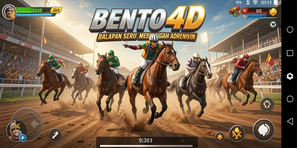 Screenshot gameplay <strong>BENTO4D</strong> menampilkan balapan seru di trek yang menantang.