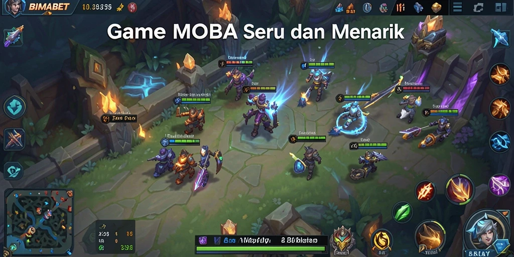 Tampilan gameplay menarik dalam game MOBA BIMABET.