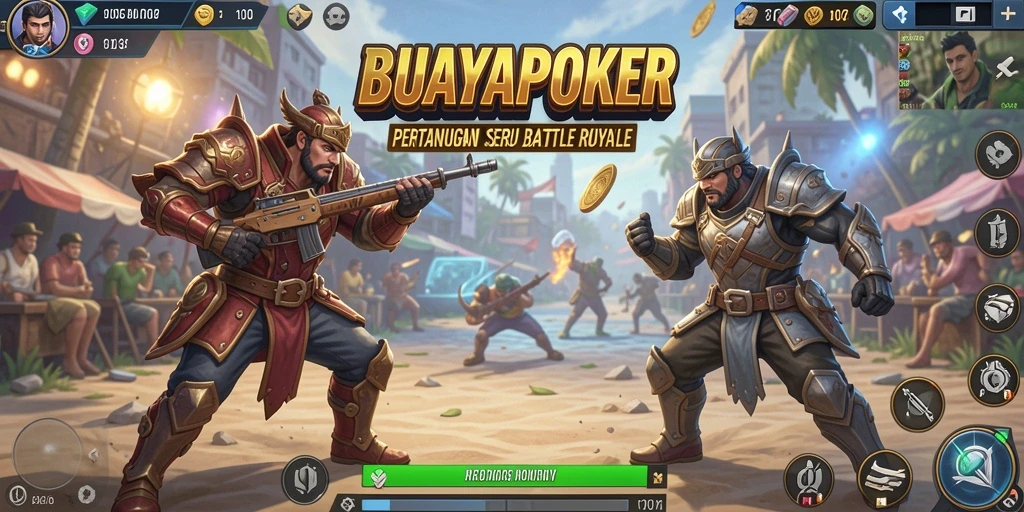 Gameplay seru dalam BUAYAPOKER yang penuh aksi Battle Royale.