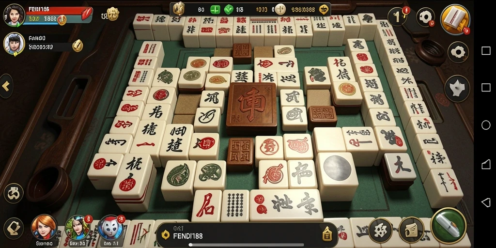 Tampilan gameplay menarik dari FENDI188 dengan variasi ubin Mahjong.