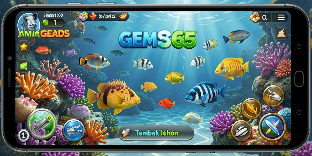 Gameplay seru menembak ikan di GEMS365.