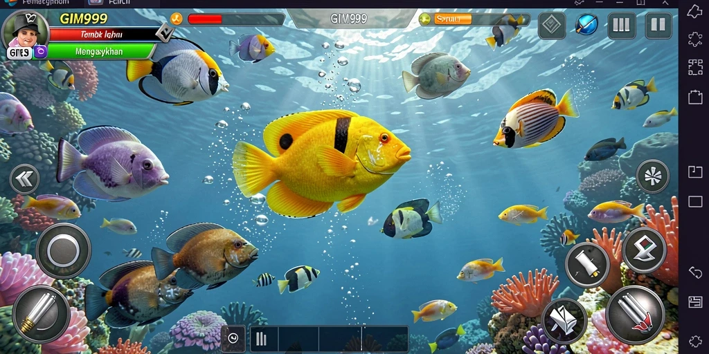 Screenshot gameplay GIM999 yang menampilkan aksi Tembak Ikan yang seru.