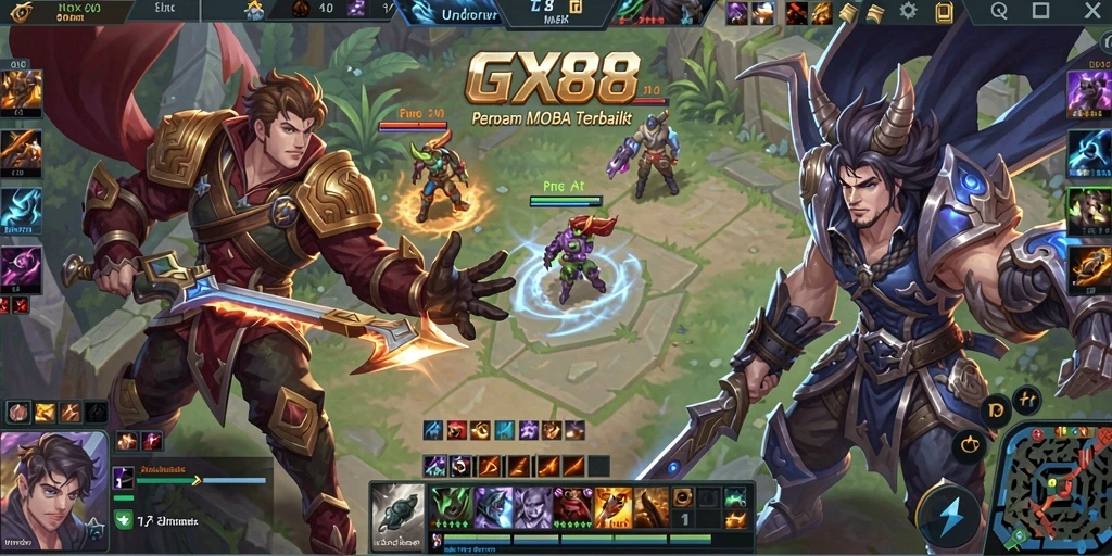 Tampilan aksi dan strategi seru dalam gameplay MOBA
