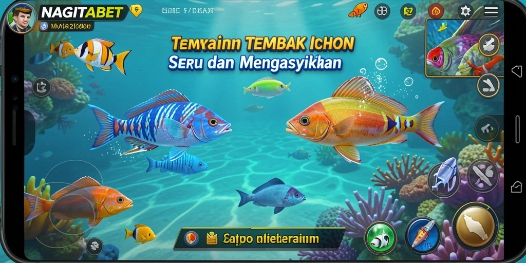 Tampilan gameplay NAGITABET, menangkap ikan dengan seru.