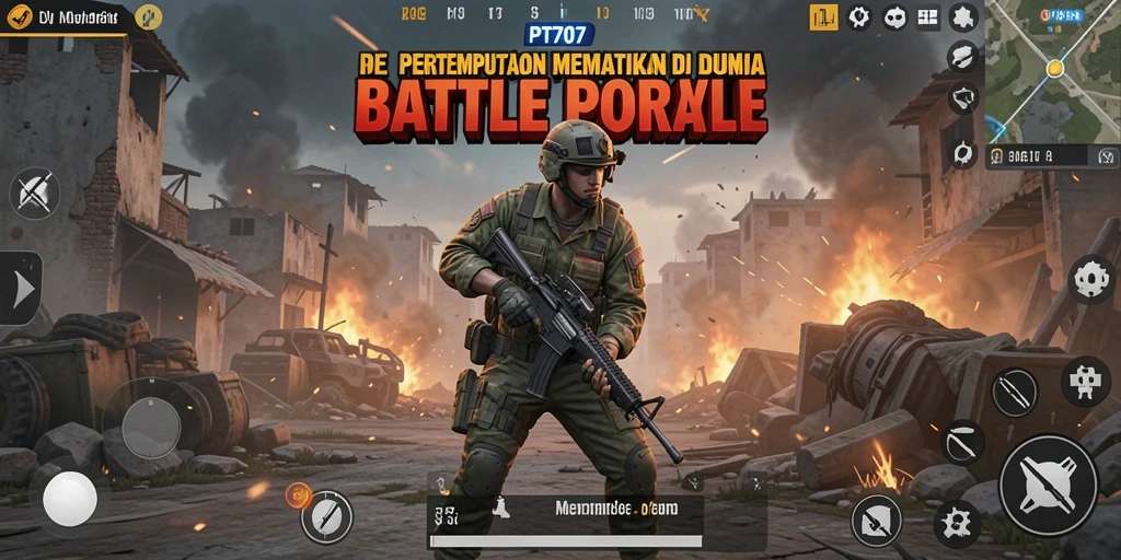 Screenshot gameplay PT707 dengan aksi pertempuran yang seru.