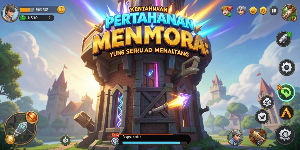 Screenshot menampilkan gameplay menegangkan dari S13 dengan banyak menara aktif.
