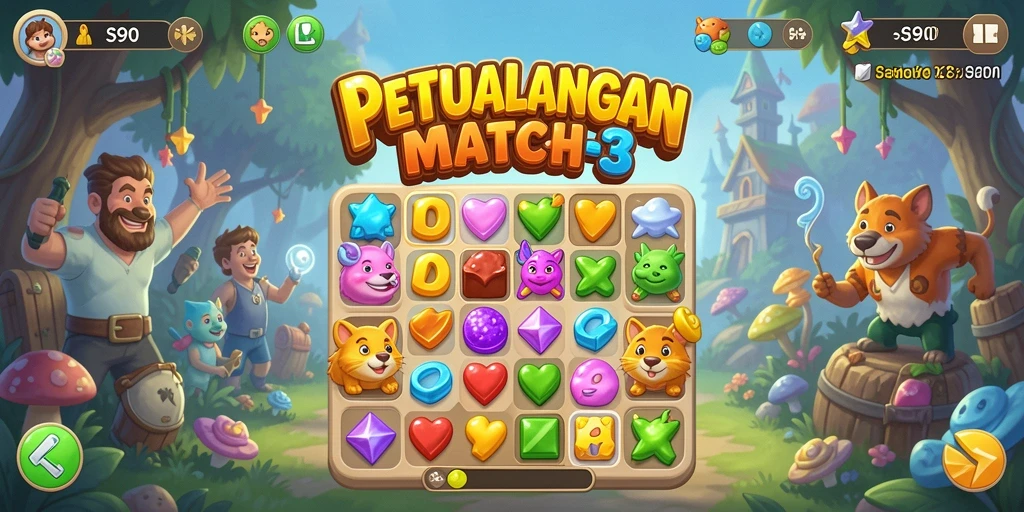 Screenshot gameplay <strong>S80</strong> dengan tampilan menarik dari level Match-3.