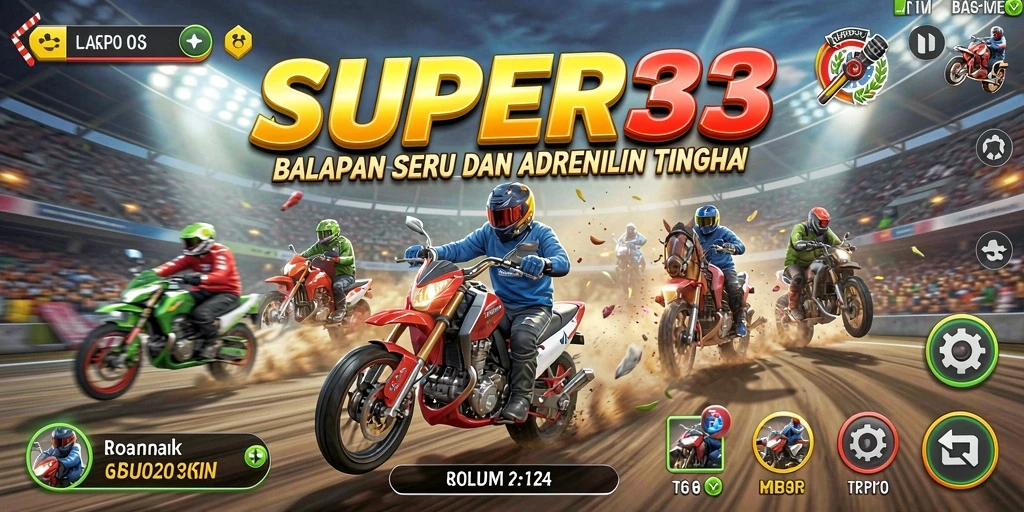 Gameplay mendebarkan dengan balapan mobil cepat di SUPER33.