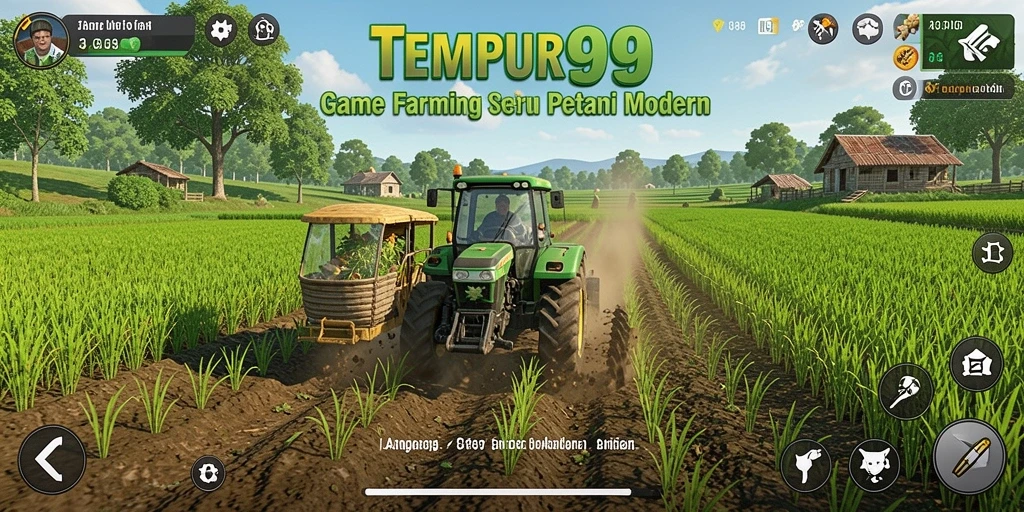 Tampilan gameplay TEMPUR99 dengan aktivitas bertani yang seru.